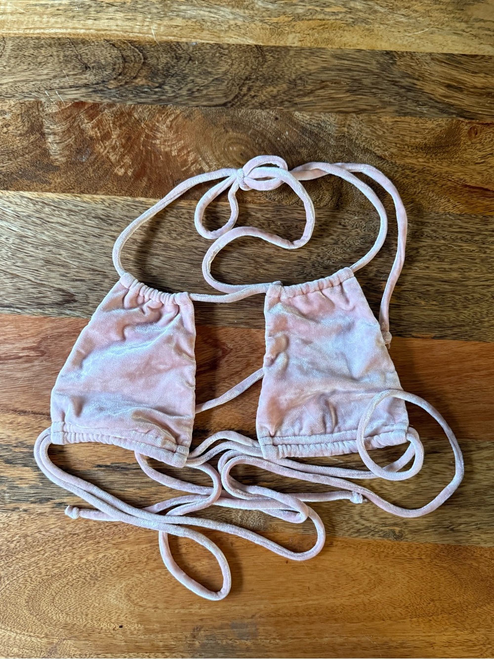 Montce Pale Pink Velvet Triangle Bikini Set